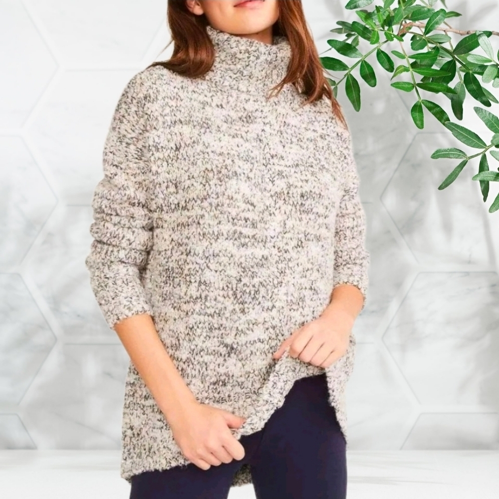 Lou & Grey For Loft Chunky Multicolor Metallic Marled Turtleneck Sweater